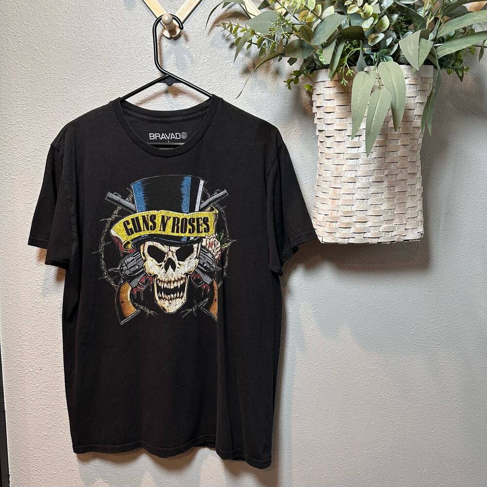 Bravado, Guns N Roses Band Black Skull Vintage T-Shirt, Men's L Short Sleeve Tee